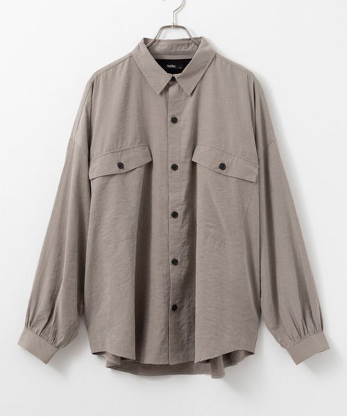 Mossimo（モッシモ）の「MOSSIMO（モッシモ）バルーン袖　Tシャツ＆シャツセット アンサンブル（シャツ/ブラウス・メンズ・グレー/ブラック系その他・XL/L/M）」の2枚目の写真