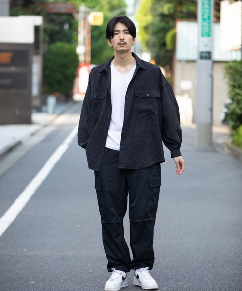 Mossimo（モッシモ）の「MOSSIMO（モッシモ）バルーン袖　Tシャツ＆シャツセット アンサンブル（シャツ/ブラウス・メンズ・グレー/ブラック系その他・XL/L/M）」の6枚目の写真
