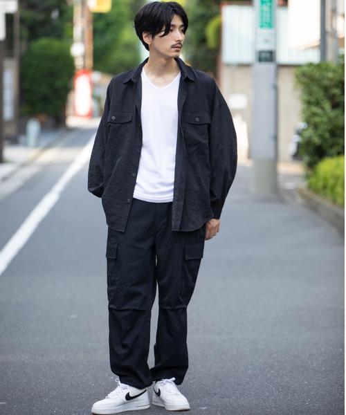 Mossimo（モッシモ）の「MOSSIMO（モッシモ）バルーン袖　Tシャツ＆シャツセット アンサンブル（シャツ/ブラウス・メンズ・グレー/ブラック系その他・XL/L/M）」の7枚目の写真