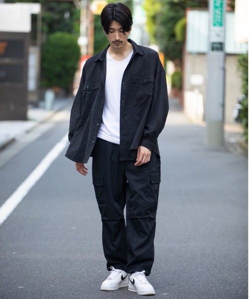 Mossimo（モッシモ）の「MOSSIMO（モッシモ）バルーン袖　Tシャツ＆シャツセット アンサンブル（シャツ/ブラウス・メンズ・グレー/ブラック系その他・XL/L/M）」の8枚目の写真