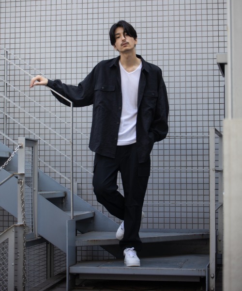 Mossimo（モッシモ）の「MOSSIMO（モッシモ）バルーン袖　Tシャツ＆シャツセット アンサンブル（シャツ/ブラウス・メンズ・グレー/ブラック系その他・XL/L/M）」の3枚目の写真