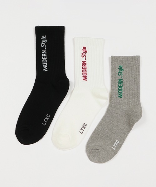 LOVETOXIC(ラブトキシック)の「タテロゴリブクルーソックス(ソックス/靴下・キッズ・ブラック/オフホワイト/トップグレー・FREE)」の8枚目の写真
