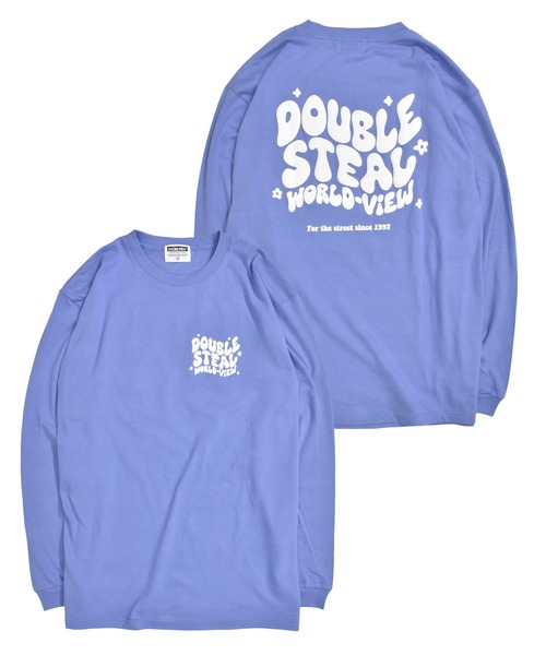 DOUBLE STEAL（ダブルスティール）の「リキッドロゴ 長袖Tシャツ（Tシャツ/カットソー・メンズ・グレイッシュブルー/ブラック/ホワイト・X-LARGE/MEDIUM/LARGE）」の3枚目の写真