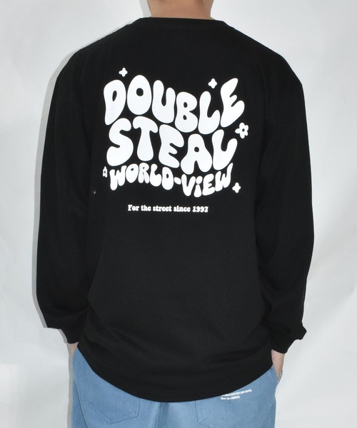 DOUBLE STEAL（ダブルスティール）の「リキッドロゴ 長袖Tシャツ（Tシャツ/カットソー・メンズ・グレイッシュブルー/ブラック/ホワイト・X-LARGE/MEDIUM/LARGE）」の20枚目の写真