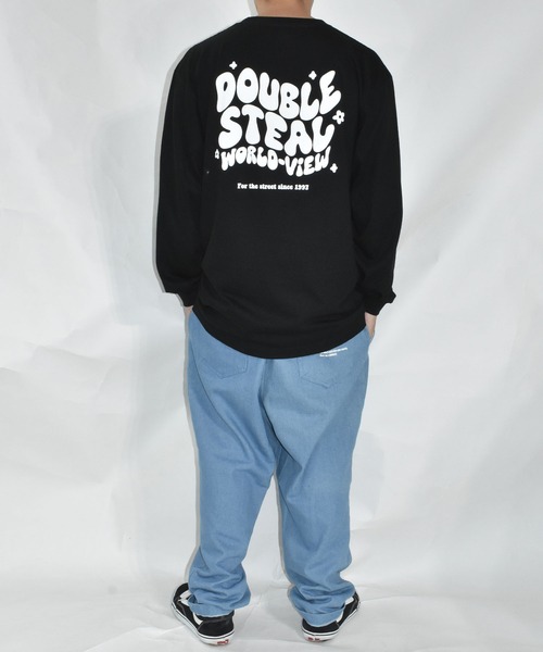 DOUBLE STEAL（ダブルスティール）の「リキッドロゴ 長袖Tシャツ（Tシャツ/カットソー・メンズ・グレイッシュブルー/ブラック/ホワイト・X-LARGE/MEDIUM/LARGE）」の21枚目の写真