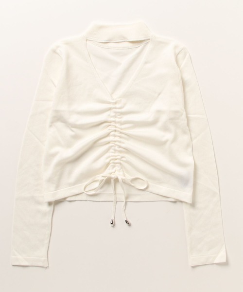 Silly（シリー）の「【韓国コーデに】ホルターネックフロントシャーリングニット（ニット/セーター・レディース・ブルー/ホワイト/ブラック・FREE）」の17枚目の写真