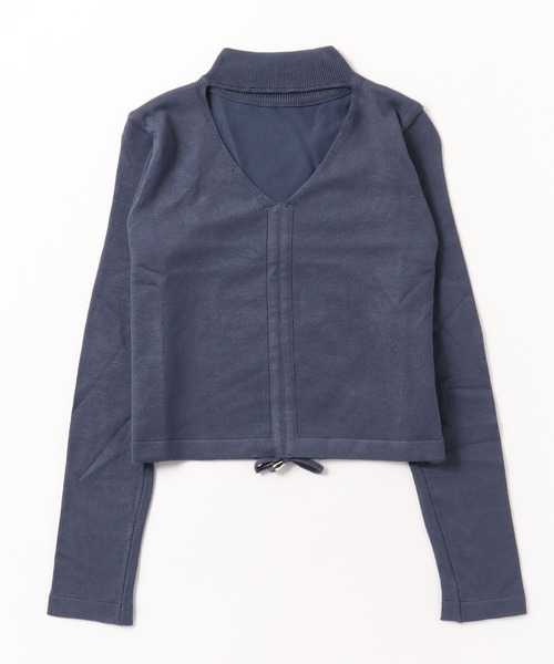 Silly（シリー）の「【韓国コーデに】ホルターネックフロントシャーリングニット（ニット/セーター・レディース・ブルー/ホワイト/ブラック・FREE）」の18枚目の写真