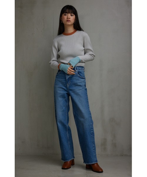 AZUL by moussy(アズールバイマウジー)の「グリッターリブ長袖ニットトップス(ニット/セーター・レディース・グレー/ブラック・SMALL/MEDIUM)」の5枚目の写真