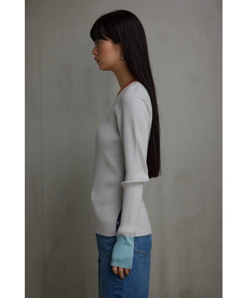 AZUL by moussy(アズールバイマウジー)の「グリッターリブ長袖ニットトップス(ニット/セーター・レディース・グレー/ブラック・SMALL/MEDIUM)」の7枚目の写真