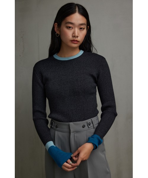 AZUL by moussy(アズールバイマウジー)の「グリッターリブ長袖ニットトップス(ニット/セーター・レディース・グレー/ブラック・SMALL/MEDIUM)」の13枚目の写真