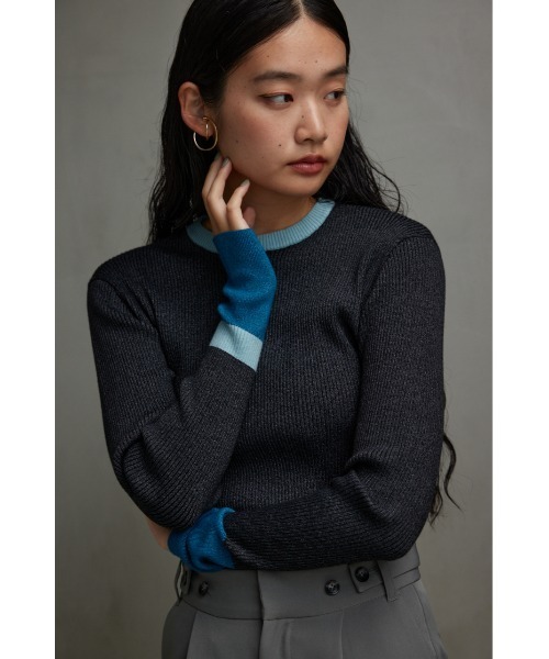 AZUL by moussy(アズールバイマウジー)の「グリッターリブ長袖ニットトップス(ニット/セーター・レディース・グレー/ブラック・SMALL/MEDIUM)」の14枚目の写真