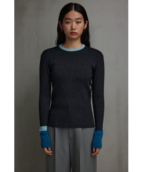 AZUL by moussy(アズールバイマウジー)の「グリッターリブ長袖ニットトップス(ニット/セーター・レディース・グレー/ブラック・SMALL/MEDIUM)」の16枚目の写真