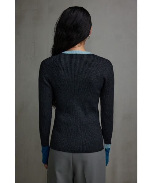 AZUL by moussy(アズールバイマウジー)の「グリッターリブ長袖ニットトップス(ニット/セーター・レディース・グレー/ブラック・SMALL/MEDIUM)」の18枚目の写真