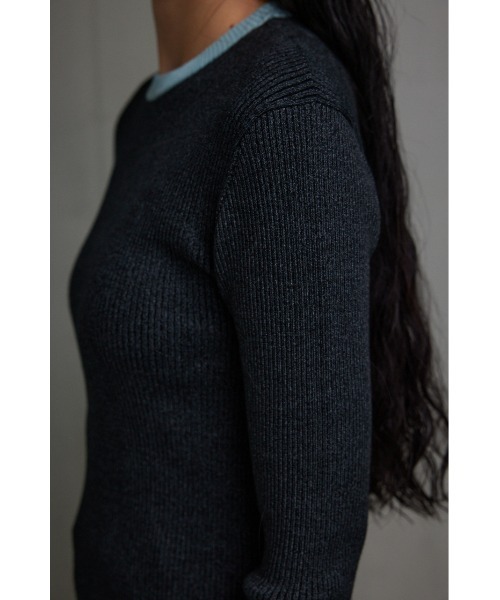 AZUL by moussy(アズールバイマウジー)の「グリッターリブ長袖ニットトップス(ニット/セーター・レディース・グレー/ブラック・SMALL/MEDIUM)」の20枚目の写真