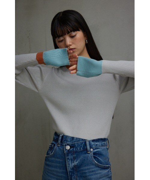 AZUL by moussy(アズールバイマウジー)の「グリッターリブ長袖ニットトップス(ニット/セーター・レディース・グレー/ブラック・SMALL/MEDIUM)」の3枚目の写真
