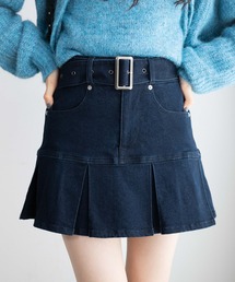 WEGO | WEGO/【23年秋冬新作】ベルト付デニムプリーツスカパン(デニムスカート)