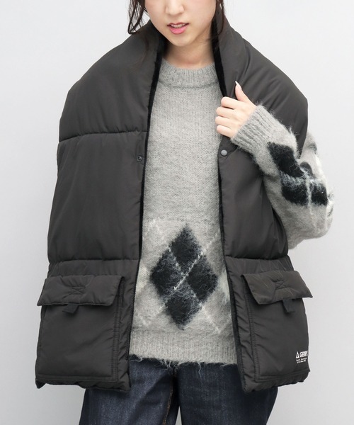 GERRY（ジェリー）の「ビッグシルエット 中綿 タフタポリ ポケット付き ダウンマフラー・ショール（マフラー・メンズ・ブラック・FREE）」の21枚目の写真