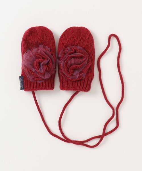 HAKKA BABY（ハッカベビー）の「[ベビー]フラワーモチーフミトン（手袋・キッズ・レッド/ネイビー/ピンク・FREE）」の3枚目の写真