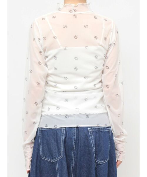 dazzlin（ダズリン）の「オリジナルロゴプリントチュールトップス（Tシャツ/カットソー・レディース・ブルー/オフホワイト/ピンク・FREE）」の6枚目の写真