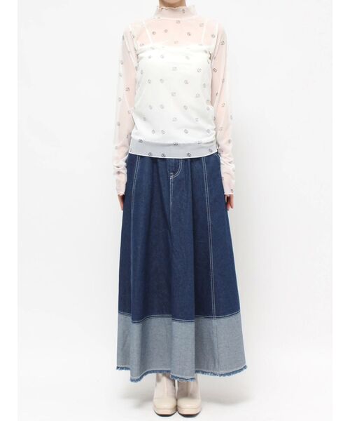 dazzlin（ダズリン）の「オリジナルロゴプリントチュールトップス（Tシャツ/カットソー・レディース・ブルー/オフホワイト/ピンク・FREE）」の9枚目の写真