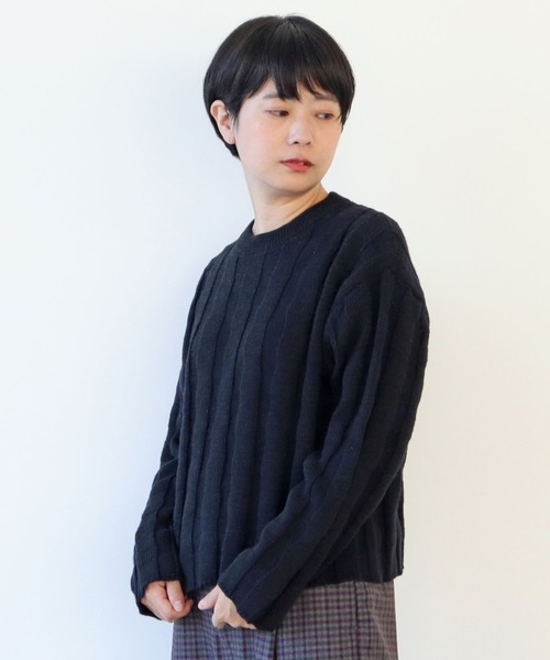 ジャカードコットンニットクルーネック ★関税込 18Gコットンジャガードクルーニット(1 MUSTARD): : メンズ