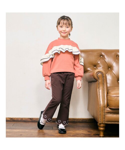 apres les cours（アプレレクール）の「【WEB限定】メロウフリルトレーナー（スウェット・キッズ・チャコール/ミント/オレンジ・100/90/120/140/130/80/110）」の4枚目の写真