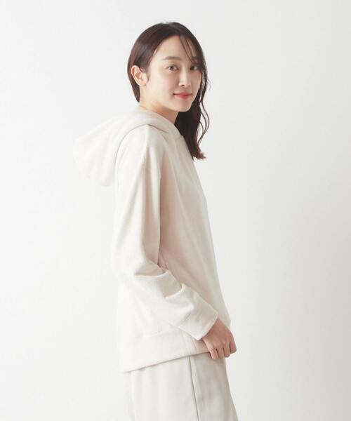 MELROSE claire（メルローズ クレール）の「【上品なフリース使い着心地よくデイリーなオシャレフーディー♪】（パーカー・レディース・キナリ/ブラック/チャコールグレー・FREE）」の5枚目の写真