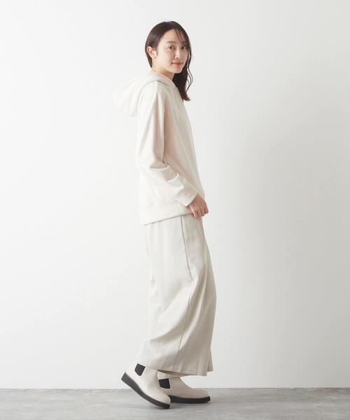 MELROSE claire（メルローズ クレール）の「【上品なフリース使い着心地よくデイリーなオシャレフーディー♪】（パーカー・レディース・キナリ/ブラック/チャコールグレー・FREE）」の6枚目の写真