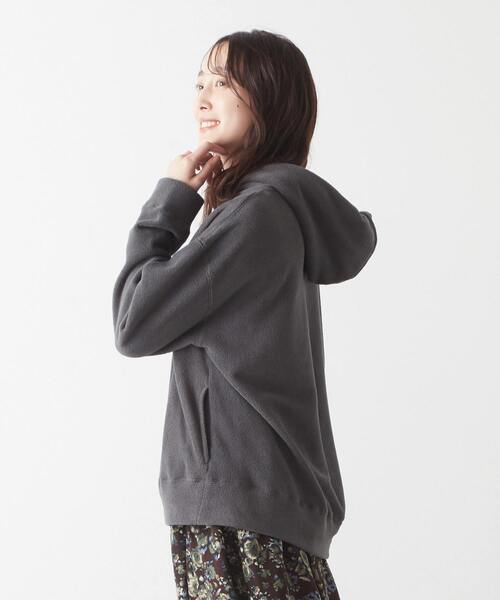 MELROSE claire（メルローズ クレール）の「【上品なフリース使い着心地よくデイリーなオシャレフーディー♪】（パーカー・レディース・キナリ/ブラック/チャコールグレー・FREE）」の13枚目の写真