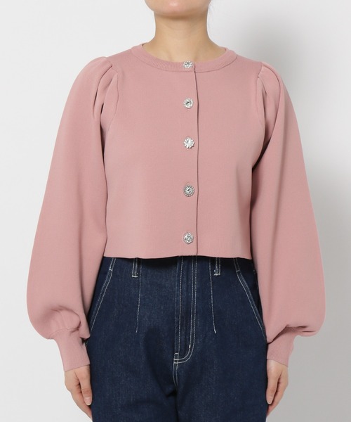 mysty woman(ミスティウーマン)の「ビジューボタンカーデ 101957(カーディガン/ボレロ・レディース・オフホワイト/ベージュ系その他/ピンク/ブラック・FREE)」の17枚目の写真
