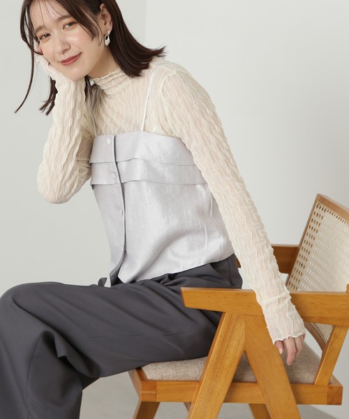 N.(N. Natural Beauty Basic)(エヌエヌナチュラルビューティーベーシック)の「◆変形ビスチェトップ(ベスト・レディース・ブラック/シルバー・MEDIUM)」の1枚目の写真