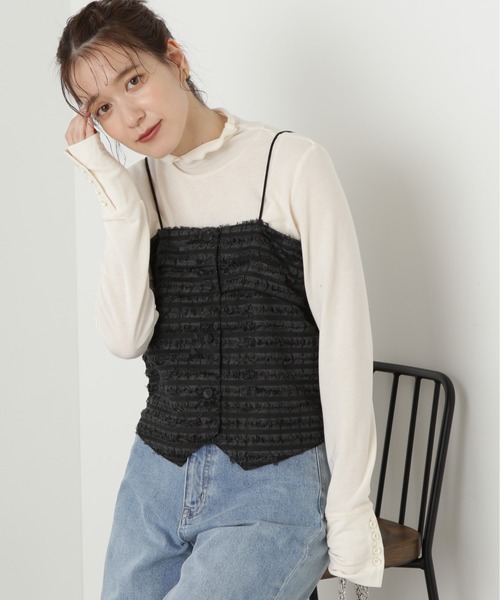 N.(N. Natural Beauty Basic)(エヌエヌナチュラルビューティーベーシック)の「◆変形ビスチェトップ(ベスト・レディース・ブラック/シルバー・MEDIUM)」の2枚目の写真