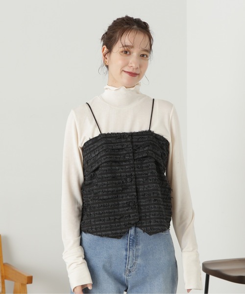 N.(N. Natural Beauty Basic)(エヌエヌナチュラルビューティーベーシック)の「◆変形ビスチェトップ(ベスト・レディース・ブラック/シルバー・MEDIUM)」の9枚目の写真