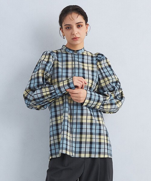 ELIN（エリン）の「【別注】＜ELIN＞チェック バンドカラー シャツ