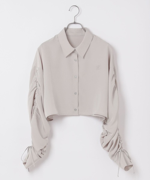 Heather(ヘザー)の「ショートシャーリングシャツ 105007(シャツ/ブラウス・レディース・ピンク/オフホワイト/グレー・FREE)」の4枚目の写真