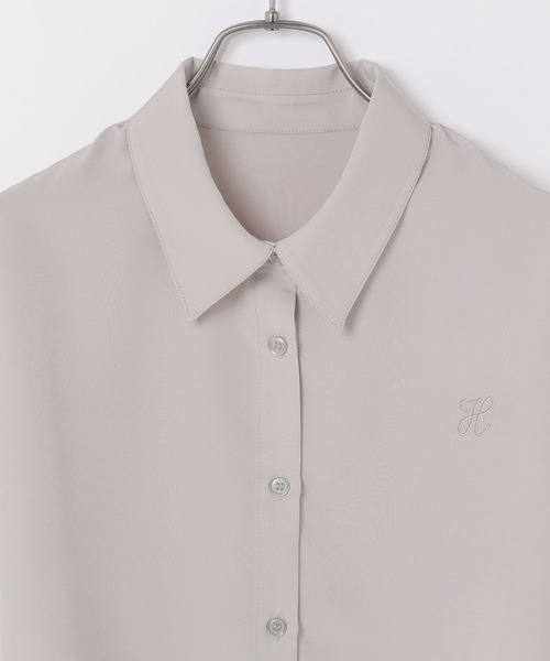 Heather(ヘザー)の「ショートシャーリングシャツ 105007(シャツ/ブラウス・レディース・ピンク/オフホワイト/グレー・FREE)」の5枚目の写真