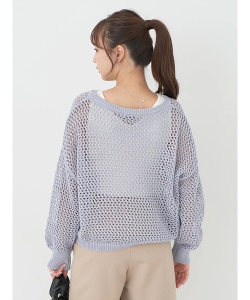 earth music&ecology(アースミュージックアンドエコロジー)の「スパンコールショートゆるニット(ニット/セーター・レディース・ブラック/アイボリー/ライム/サックスブルー・FREE)」の8枚目の写真