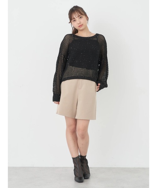 earth music&ecology(アースミュージックアンドエコロジー)の「スパンコールショートゆるニット(ニット/セーター・レディース・ブラック/アイボリー/ライム/サックスブルー・FREE)」の18枚目の写真