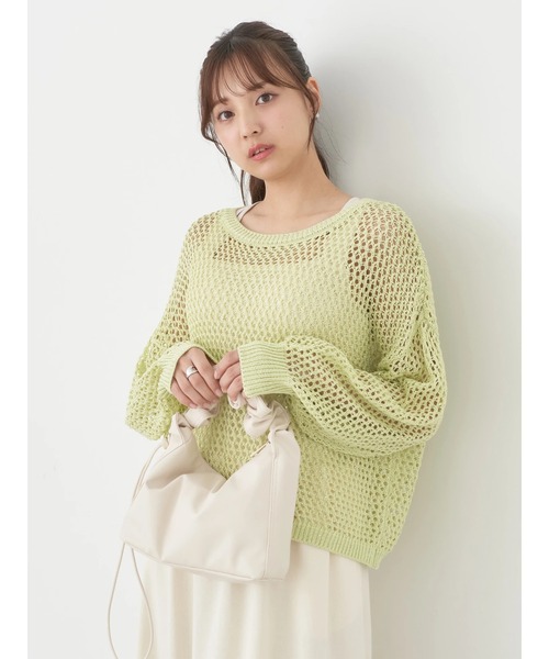 earth music&ecology(アースミュージックアンドエコロジー)の「スパンコールショートゆるニット(ニット/セーター・レディース・ブラック/アイボリー/ライム/サックスブルー・FREE)」の20枚目の写真
