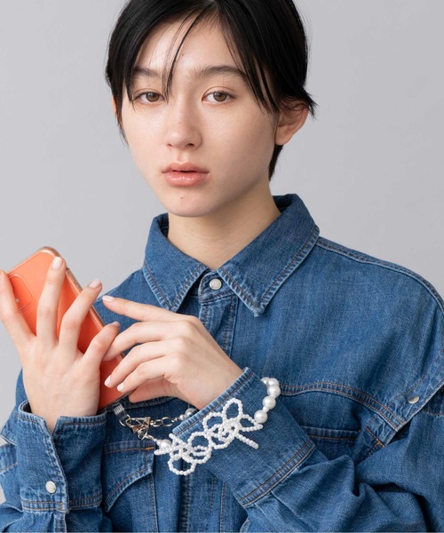 Casselini（キャセリーニ）の「Casselini(キャセリーニ)フラワービーズハンドストラップ（スマホケース/カバー・レディース・シルバー/ピンク/ホワイト・FREE）」の7枚目の写真