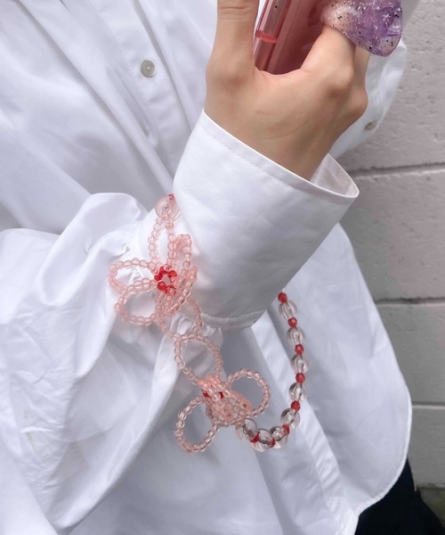 Casselini（キャセリーニ）の「Casselini(キャセリーニ)フラワービーズハンドストラップ（スマホケース/カバー・レディース・シルバー/ピンク/ホワイト・FREE）」の15枚目の写真