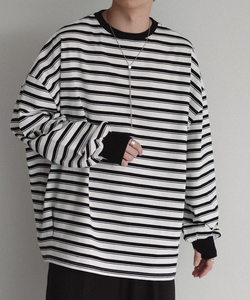 epnok（エプノック）の「タックオーバーロンT（Tシャツ/カットソー・メンズ・オフホワイト/ブラック系2/チャコールグレー/ブラック/ネイビー・SMALL/MEDIUM/LARGE）」の4枚目の写真