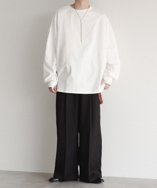 epnok（エプノック）の「タックオーバーロンT（Tシャツ/カットソー・メンズ・オフホワイト/ブラック系2/チャコールグレー/ブラック/ネイビー・SMALL/MEDIUM/LARGE）」の7枚目の写真