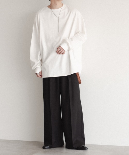 epnok（エプノック）の「タックオーバーロンT（Tシャツ/カットソー・メンズ・オフホワイト/ブラック系2/チャコールグレー/ブラック/ネイビー・SMALL/MEDIUM/LARGE）」の8枚目の写真