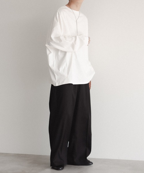 epnok（エプノック）の「タックオーバーロンT（Tシャツ/カットソー・メンズ・オフホワイト/ブラック系2/チャコールグレー/ブラック/ネイビー・SMALL/MEDIUM/LARGE）」の11枚目の写真