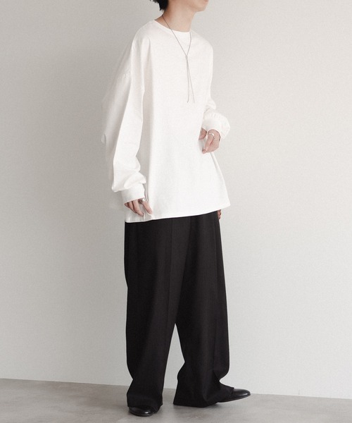 epnok（エプノック）の「タックオーバーロンT（Tシャツ/カットソー・メンズ・オフホワイト/ブラック系2/チャコールグレー/ブラック/ネイビー・SMALL/MEDIUM/LARGE）」の12枚目の写真