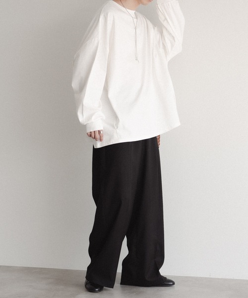 epnok（エプノック）の「タックオーバーロンT（Tシャツ/カットソー・メンズ・オフホワイト/ブラック系2/チャコールグレー/ブラック/ネイビー・SMALL/MEDIUM/LARGE）」の13枚目の写真