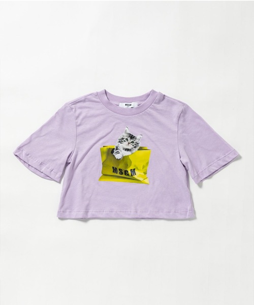 MSGM(エムエスジーエム)の「MSGM(エムエスジーエム)Kids & Junior ブランドロゴキャット半袖Tシャツカットソー(Tシャツ/カットソー・キッズ・ブラック/ホワイト/ライラック・12Y/8Y/6Y/10Y/14Y/4Y)」の3枚目の写真