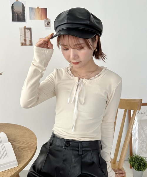 CLEAトップス CLEA（クレア）の「フロントリボンレイヤードトップス（Tシャツ