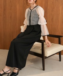 Bab（バブ）の「【オケージョンドレス/結婚式/2サイズ展開/SET ITEM/インナー付き/裏地付き】チュールカーディガン＋キャミワンピースSET（ドレス）」